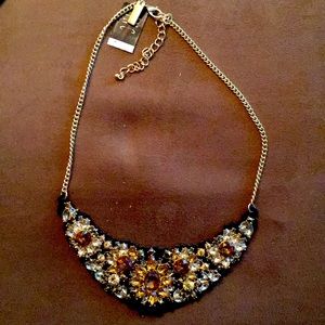 Ink Gold/black clusters leather necklace